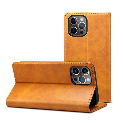 Casing Ponsel Dompet Kulit Asli ODM / OEM Casing Kulit Iphone Mewah
