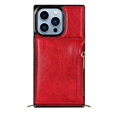 Seamless PU Leather Iphone Case Wallet Shockproof Luxury Genuine