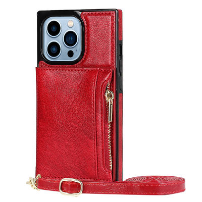 Seamless PU Leather Iphone Case Wallet Shockproof Luxury Genuine