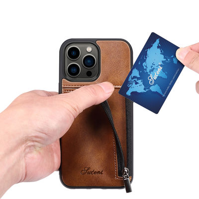 Kasing Telepon Kulit Asli Kasing Dompet Iphone Mewah Modern