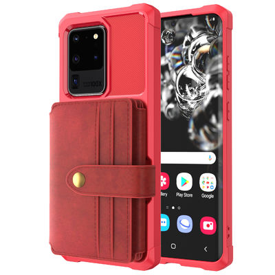Casing Pelindung Samsung Shockproof Casing Kulit Retro yang Dapat Dilepas