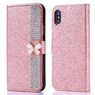 Flash Powder Electroplated Diamond Inlay Phone Case Untuk Iphone Xr Xs 11 12 13 14 Pro Max Cell Cover