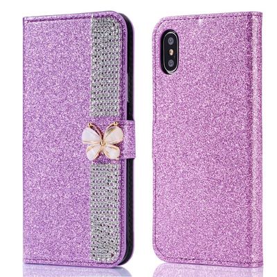 Flash Powder Electroplated Diamond Inlay Phone Case Untuk Iphone Xr Xs 11 12 13 14 Pro Max Cell Cover